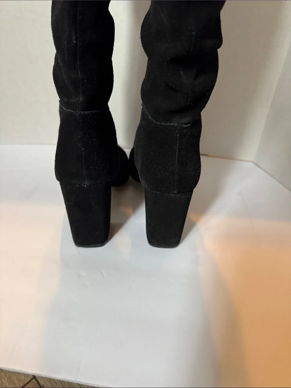 Steve Madden Black Knee high Suede Block Heel Boots